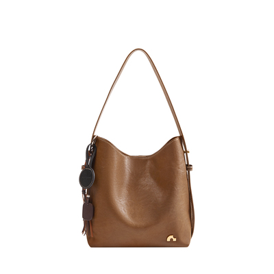 纳兰杜植鞣女包大容量通勤水桶包