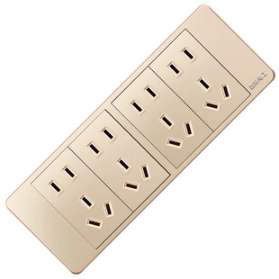 国际电工开关插座面板118型香槟金5/9/12/15/20孔一开双控16a三孔