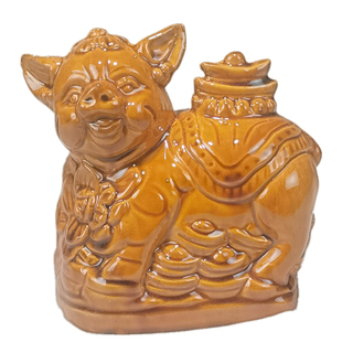 陶瓷十二生肖黄色虎牛兔羊狗鸡龙马猪摆件陶土烧制唐三彩中式动物