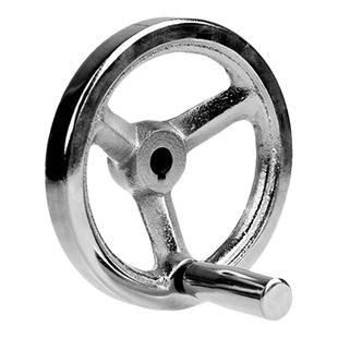 手轮圆形带手柄铸铁电镀铬机床摇柄车床方边波纹手轮盘键槽孔定制