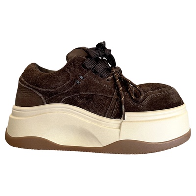 小众ins复古头层牛皮厚底面包鞋