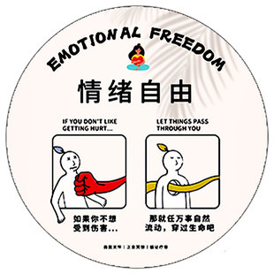 心理咨询室布置心灵驿站文化墙治愈系健康辅导室情绪感受轮装饰画