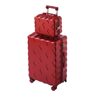 袋鼠正品红色行李箱结婚陪嫁子母箱新婚婚礼拉杆密码皮箱子24寸粉