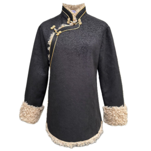 冬季藏式外套女西藏族服装皮毛藏袍中长保暖藏装上衣拉萨服民族风