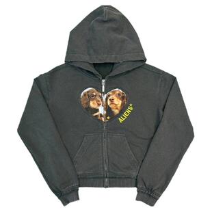 local aliens外星沙龙美式复古爱心拼接腊肠狗卫衣水洗做旧短外套