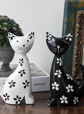 北欧简约木质小猫摆件家居客厅电视柜书房装饰工艺品简约创意摆设