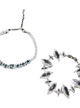 雷克雅末克水滴宝石手链 古董感 镀18K金 水蓝托帕不规则锆石手链