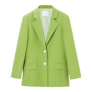 OVV Outlet 秋冬新款女羊毛混纺两粒扣平驳领时髦单件西服外套