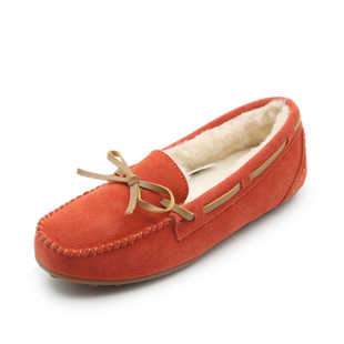 内联升女鞋秋冬季新款棉鞋毛毛豆豆鞋女牛皮圆头休闲棉鞋4875C