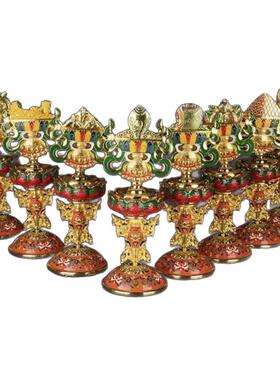 藏式摆件合金彩绘八瑞物佛具用品