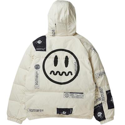 beaster鬼脸印花国潮连帽羽绒服