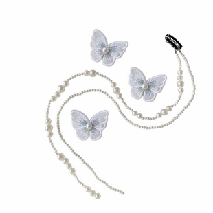 杨超越同款发饰珍珠发带女编发丝带绑发流苏蝴蝶发夹发链辫子头饰