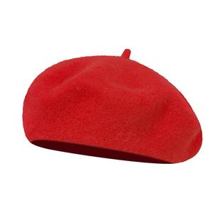 红色羊毛贝雷帽女士2025新款秋冬保暖韩版复古百搭小头围画家帽子