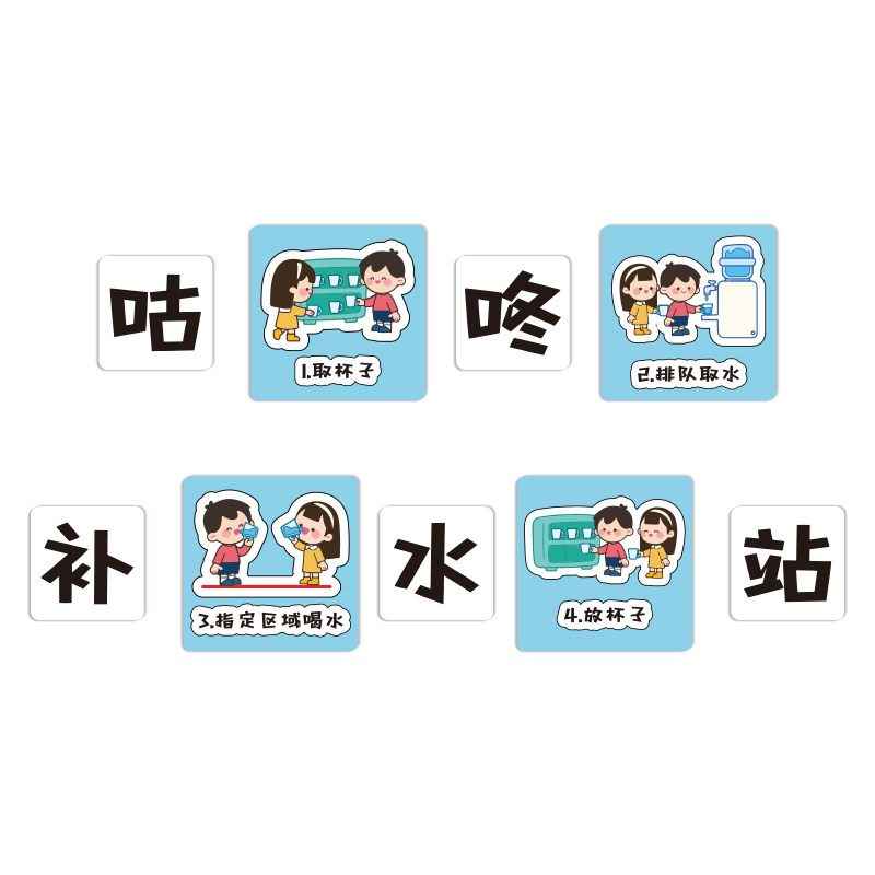 幼儿园喝饮咕咚补水区环创主题墙成品托管班文化墙贴中心教室布置