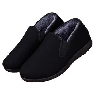 老北京布鞋冬季男款爸爸棉鞋老年人加绒保暖软底老头爷爷防滑棉鞋