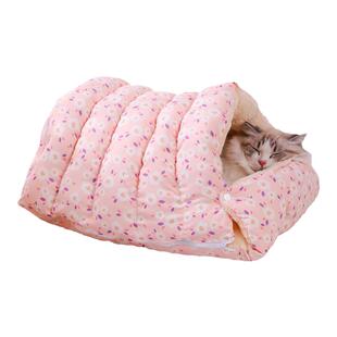 猫咪睡袋冬季半封闭式保暖猫窝可拆洗加绒加厚猫被窝冬天狗窝秋冬