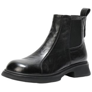 森达牛皮切尔西靴女25冬新商场同款英伦风时尚平跟短靴XTT01DD5