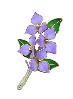 紫信非遗绒花蚕丝三角梅胸针国风