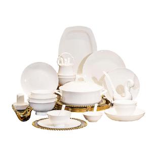 釉下彩碗碟套装家用2024新款纯白色碗具盘筷景德镇骨瓷高级感餐具