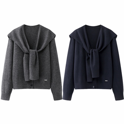 MO2026正品春装新款V领针织开衫女长袖宽松毛衣外套MBF1CAR022