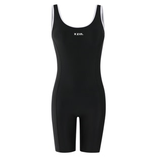 专业竞速泳衣女士连体无袖五分裤游泳馆专用大码胖mm200斤游泳衣