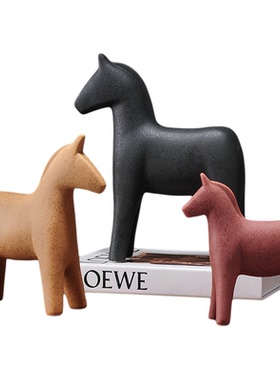 中古风陶瓷马摆件酒柜装饰高级感