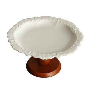 浮雕下午茶点心盘小吃碗木质高脚盘高足供佛盘精致水果托盘展示台