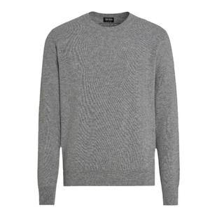 ZEGNA杰尼亚男装麻灰色Oasi Cashmere羊绒针织圆领毛衣