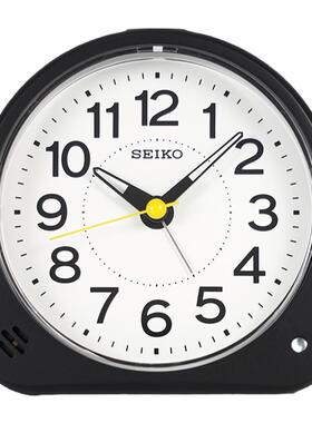 SEIKO日本精工创意时尚简约静音扫秒贪睡夜灯智慧光能学生小闹钟