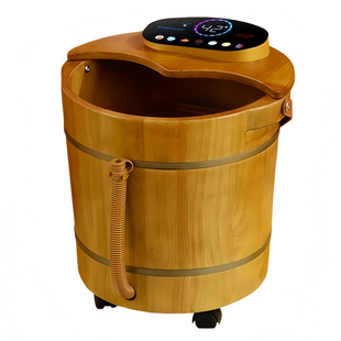 荣事达木桶足浴盆全自动按摩加热恒温泡脚桶电动橡木过小腿蒸熏深