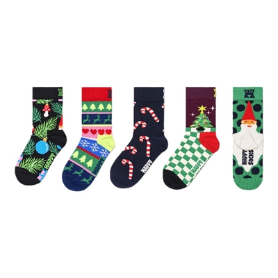 HappySocks潮牌童袜秋季款多巴胺圣诞树棉袜中筒袜袜子女童宝宝袜