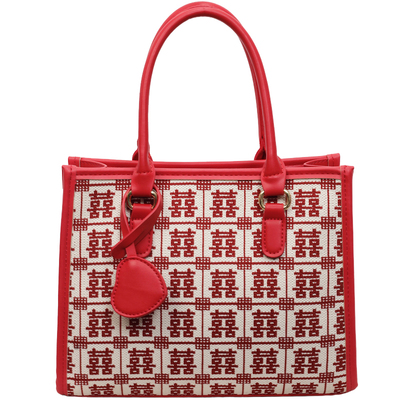 新中式婚庆红色百喜大容量托特包