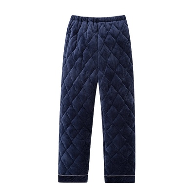 浪莎冬季加厚夹棉珊瑚绒睡裤男