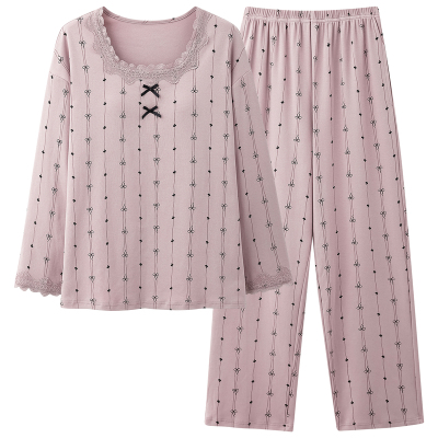 高端睡衣女款春秋季纯棉长袖套头