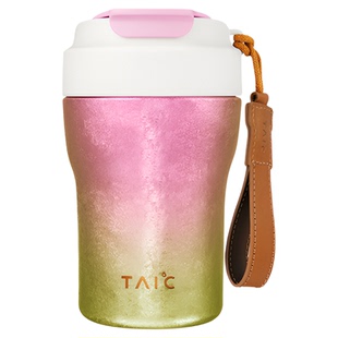 TAIC太可纯钛双层焕彩吸管咖啡杯女士高颜值轻奢便携随行可拎水杯
