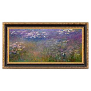 风色睡莲池塘莫奈夏日荷花风景油画 美式客厅餐厅卧室挂画装饰画