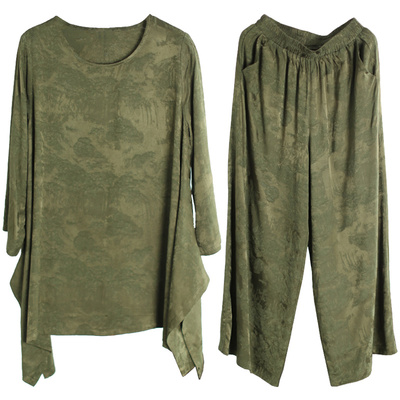 25春中长款大码复古禅意茶服套装