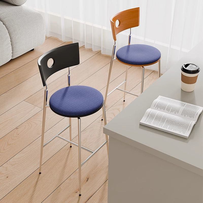 现代风简约吧台椅设计师简家用台极法式高脚凳子餐椅吧复古靠背岛