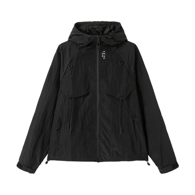 ICS/ICONSLAB 尼龙格防水轻便抽绳连帽夹克工装户外风情侣外套