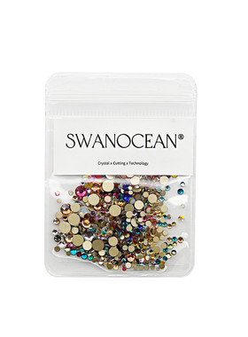 天鹅海水晶SWANOCEAN平底美甲钻圆钻彩色大小尺寸混装400颗补充装