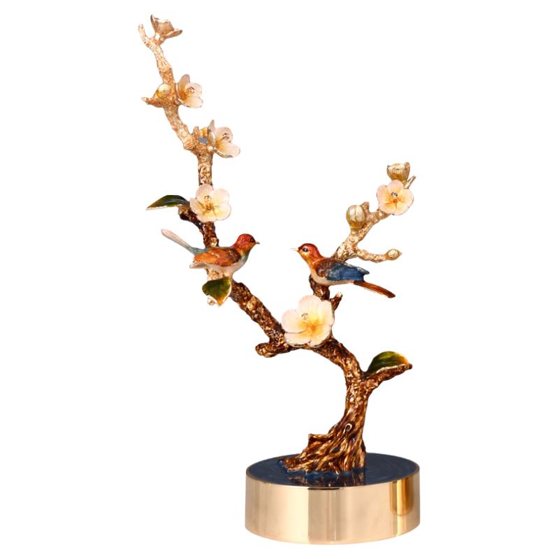 新中式珐琅彩喜上眉梢摆件放客厅高级装饰品高端大气乔迁礼物家居