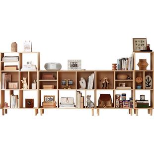 林氏客厅原木风组合书柜落地置物架家用书橱展示柜林氏木业家具
