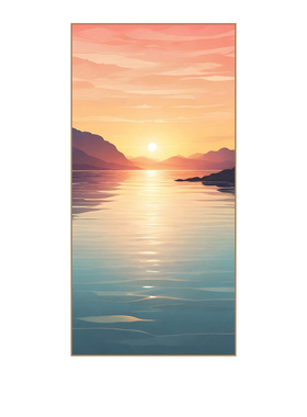 现代简约海景日出装饰画客厅卧室走廊过道贴画清新自然自粘风景画