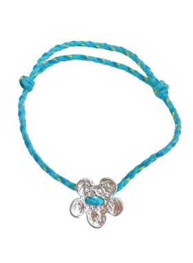 OOYOYOO女925银花朵桃心彩绳手链