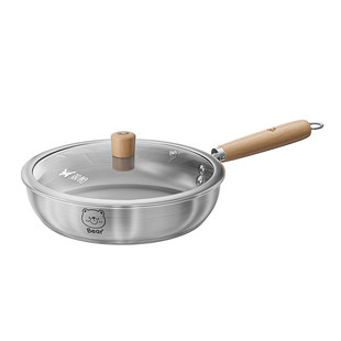 双枪316L不锈钢平底锅小煎饼蛋锅家用无涂层电磁炉专用辅食不粘锅