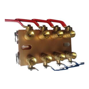 注塑机分水排金色平面双排配3分纯铜球阀进水口1寸螺纹模具分流器