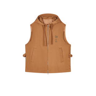 速写男装春秋新款马甲连帽刺绣设计舒适街头时尚潮流前卫无袖上衣