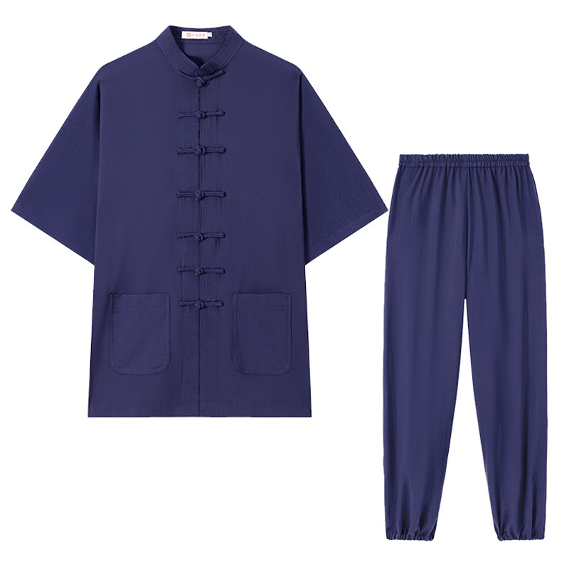 武当太极服棉麻唐装薄款亚麻短袖