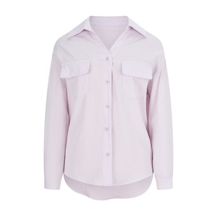 MosesQueen魔西女王紫色长袖衬衫外套薄款防晒衬衣宽松polo领上衣