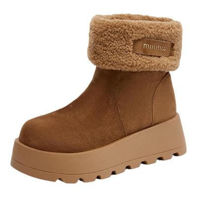 拉夏贝尔大头雪地靴女面包棉鞋